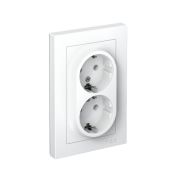 Розетка 2-м СП AtlasDesign 16А IP20 с заземл. в сборе бел. SE ATN000124