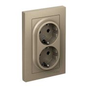 Розетка 2-м СП AtlasDesign 16А IP20 с заземл. в сборе шампань SE ATN000524