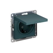 Розетка 1-м СП AtlasDesign 16А IP20 с заземл. защ. шторки с крышкой механизм изумруд SE ATN000846