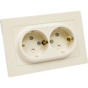 Розетка 2-м СП AtlasDesign 16А IP20 с заземл. защ. шторки в сборе беж. SE ATN000226
