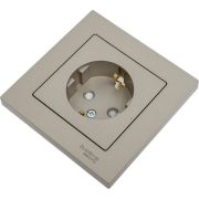 Розетка 1-м СП AtlasDesign 16А IP20 с заземл. защ. шторки в сборе шампань SE ATN000544