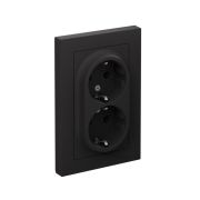 Розетка 2-м СП AtlasDesign 16А IP20 с заземл. в сборе карбон SE ATN001024