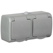 Розетка 2-м ОП AQUATIC РСш22-2-А 16А IP54 с заземл. с крышкой GENERICA ERA22-K03-16-54