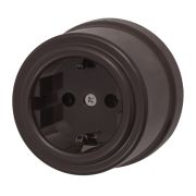 Розетка 1-м ОП Лизетта 16А IP20 ретро с заземл. ABS-пластик корич. Bironi B1-101-22