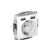 Розетка 1-м СП AtlasDesign 16А IP20 с 2-мя заряд. устройствами USB тип A+A 5В/2.4А 2х5В/1.2А механизм бел. SE ATN000130