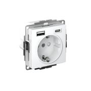 Розетка AtlasDesign 16А с 2-мя заряд. устройствами USB тип A+C 5В/2.4А 2х5В/1.2А механизм бел. SE ATN000132