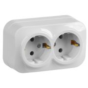 Розетка 2-м ОП GLORY РС22-3-ХБ 16А с заземл. бел. IEK ERH21-K01-16
