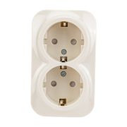 Розетка 2-м ОП GLORY РСш22-3-ХК 16А с заземл. защ. шторки крем. IEK ERH24-K33-16