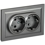 Розетка 2-м СП BRITE РС12-3-БрС 16А в сборе с заземл. без защ. шторок сталь IEK BR-R21-16-K46-F