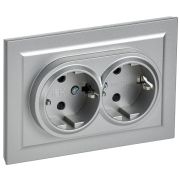Розетка 2-м СП BRITE РСш12-3-БрА 16А в сборе с заземл. защ. шторки алюм. IEK BR-R24-16-K47-F