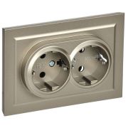 Розетка 2-м СП BRITE РСш12-3-БрШ 16А в сборе с заземл. защ. шторки шампань IEK BR-R24-16-K37-F