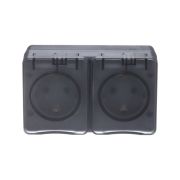 Розетка 2-м ОП AtlasDesign PROFI 16А IP54 заземл. защ. шторки антрацит SE ATN544026