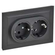 Розетка 2-м СП BRITE РС12-3-БрГ 16А в сборе с заземл. без защ. шторок графит IEK BR-R21-16-K53-F