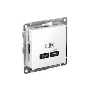 Розетка USB AtlasDesign тип C 65Вт QC PD высокоскор. ЗУ механизм бел. SE ATN000127
