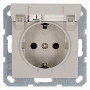 Розетка 1-м Shuko 16А IP20 с заземл. защ. шторки с крышкой механизм тауп Jasmart G5505T