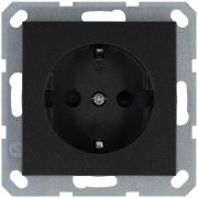 Розетка 1-м Shuko 16А IP20 с заземл. защ. шторки механизм антрацит Jasmart G5501B