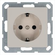 Розетка 1-м Shuko 16А IP20 с заземл. защ. шторки механизм тауп Jasmart G5501T