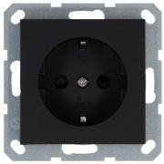 Розетка 1-м Shuko 16А IP20 с заземл. защ. шторки механизм черн. матов. soft touch Jasmart G5501PB