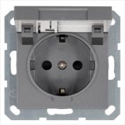 Розетка 1-м Shuko 16А IP20 с заземл. защ. шторки с крышкой механизм алюм. Jasmart G5505S