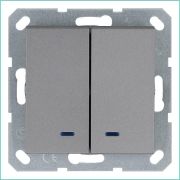 Выключатель 2-кл. 10А IP20 с подсветкой механизм алюм. Jasmart G3023NS