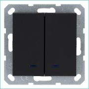 Выключатель 2-кл. 10А IP20 с подсветкой механизм черн. матовый soft touch Jasmart G3023NPB