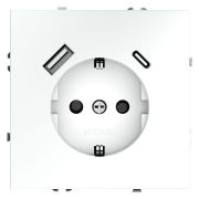 Розетка 1-м СП S70 16А с USB A+С с заземл. защ. шторки механизм бел. матов. Voltum VLS040502