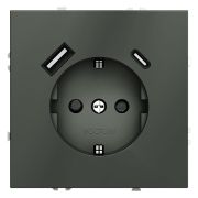 Розетка 1-м СП S70 16А с USB A+С с заземл. защ. шторки механизм титан Voltum VLS040506