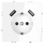 Розетка 1-м СП S70 16А с USB A+A с заземл. защ. шторки механизм бел. глянцевый Voltum VLS040401