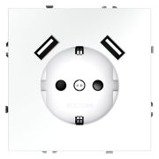Розетка 1-м СП S70 16А с USB A+A с заземл. защ. шторки механизм бел. матов. Voltum VLS040402