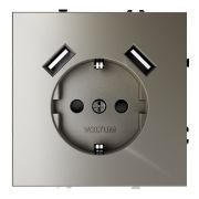 Розетка 1-м СП S70 16А с USB A+A с заземл. защ. шторки механизм шелк Voltum VLS040404