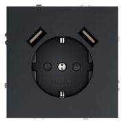 Розетка 1-м СП S70 16А с USB A+A с заземл. защ. шторки механизм графит Voltum VLS040407