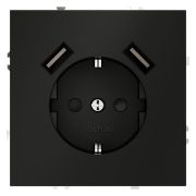 Розетка 1-м СП S70 16А с USB A+A с заземл. защ. шторки механизм черн. матов. Voltum VLS040408