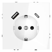 Розетка 1-м СП S70 16А с USB тип A+С механизм с заземл. защ. шторки бел. глянцевый Voltum VLS040501