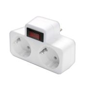 Разветвитель 2-м с заземл. 16А 3500Вт 250В плоский с выключателем бел. DОМТОК 2664