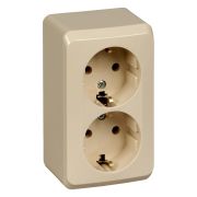 Розетка 2-м ОП Этюд 16А IP20 250В с заземл. без защ. шторок крем. SE PA16-007K