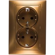 Розетка 2-м СП Mira 16А IP20 с заземл. со вставкой керамика зол. метал. LEZARD 701-1313-127