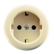 Розетка 1-м ОП 16А IP20 круглая с заземл. крем. Makel 16011