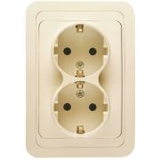 Розетка 2-м СП Mimoza 16А IP20 с заземл. крем./крем. Makel 25082