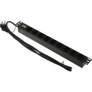 Блок розеток 9 мест PDU (немец. станд.) DIN49440 ПВХ профиль 1U шнур 2м; вилка DIN 49441 (немец. станд.); черн. ITK PH22-9D1-P