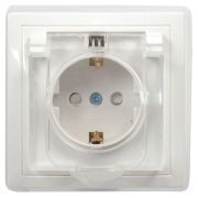 Розетка 1-м СП Кварта РСбш10-3-ККБ-44 16А IP44 с заземл. защ. шторки с крышкой керамика бел. GENERICA ERK70-K01-10-DM-44