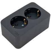 Розетка 2-м ОП Blanca 16А IP20 250В с заземл. защ. шторки антрацит SE BLNRA011206