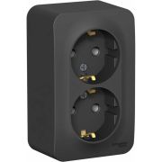 Розетка 2-м ОП Blanca 16А IP20 250В с заземл. без защ. шторок с изолир. пластиной антрацит SE BLNRA010216